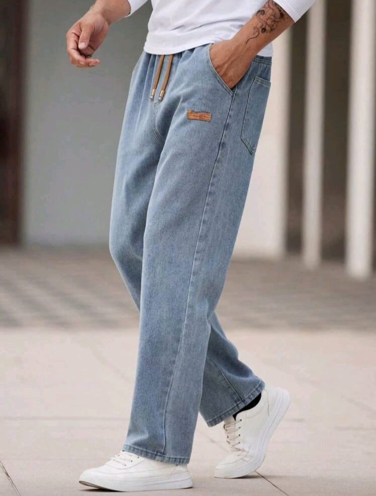 UNISEX Alpine Drift White Baggy Denim Jeans